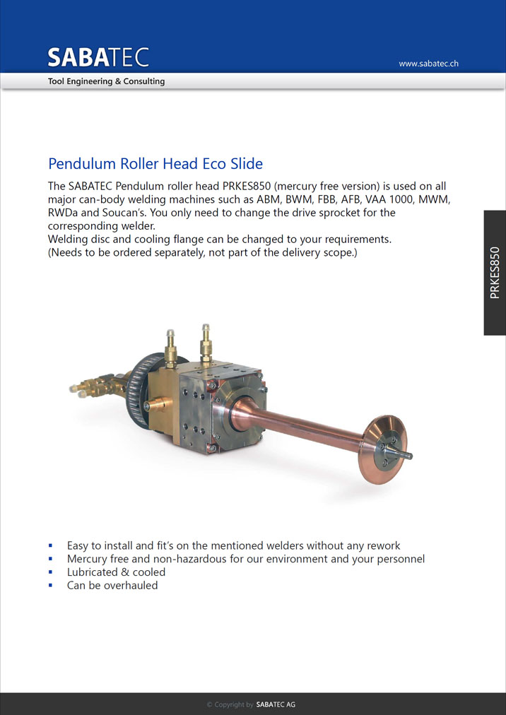 Sabatec AG _ Pendulum Roller Head Eco Slide - PRKES850 _ General